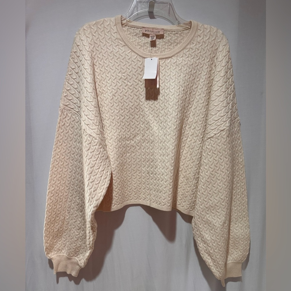 Philosophy Cream Cable Knit Sweater - Size XL